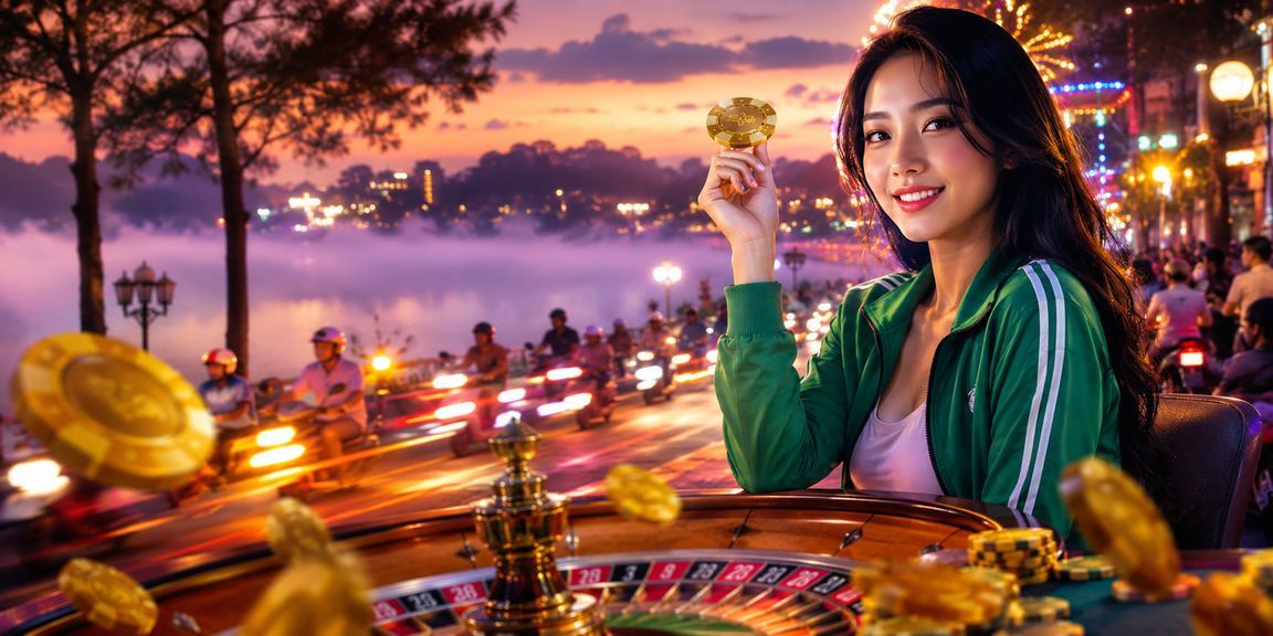 Trò chơi Roulette hiện đại với ánh sáng neon tại Đà Lạt